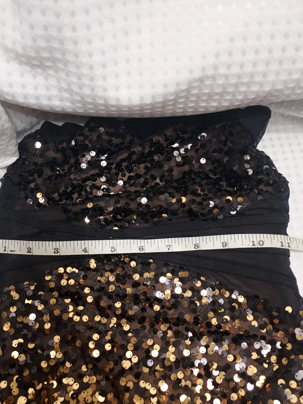 Girls Black and Gold Sequin One-Piece Bodysuit